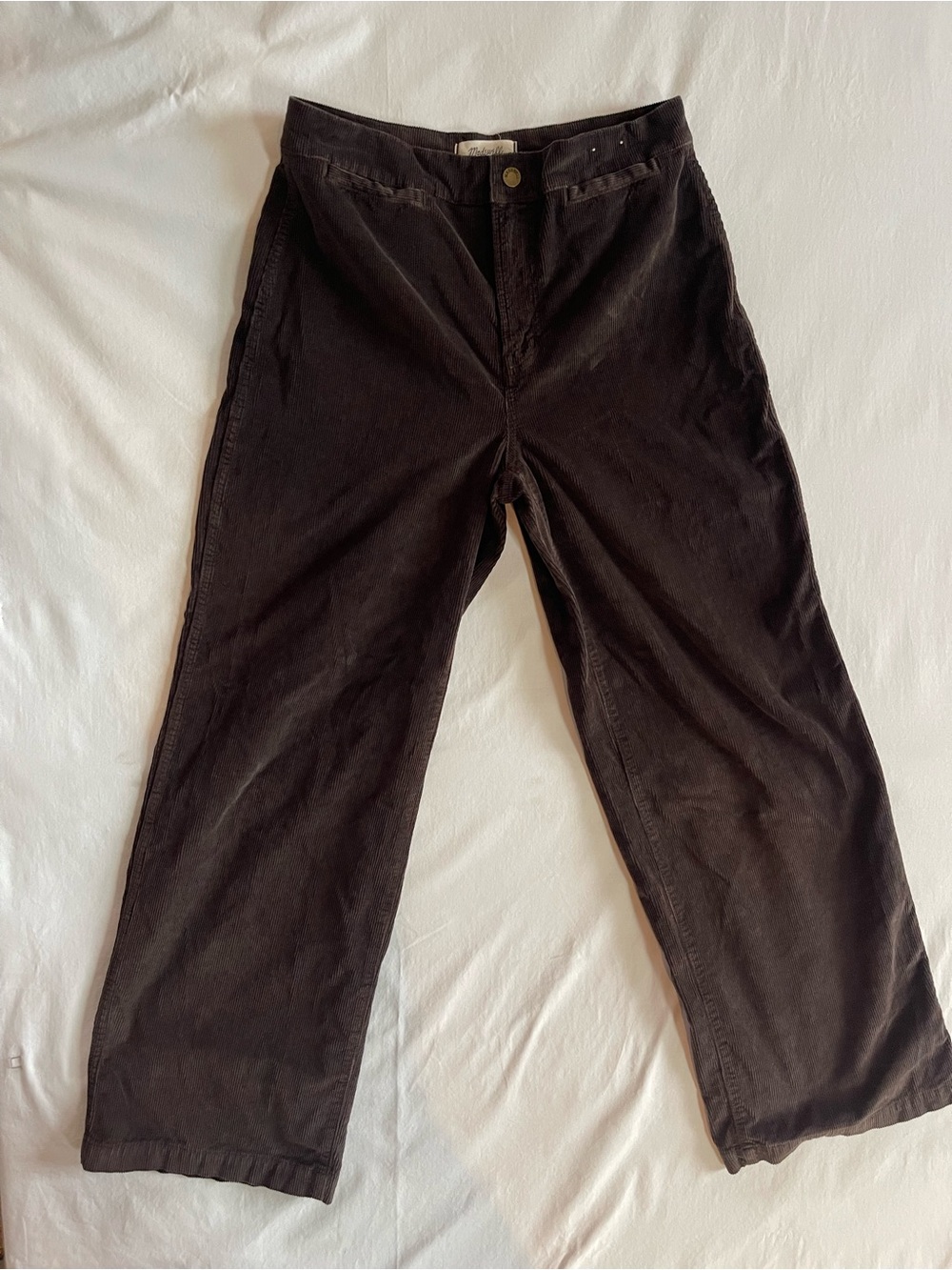 Madewell Emmett Wide-Leg Corduroy Pants - Dark Brown size 29
